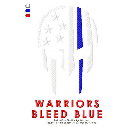 Thin Blue Line Warrior Spartan Machine Embroidery Digitized Design Files