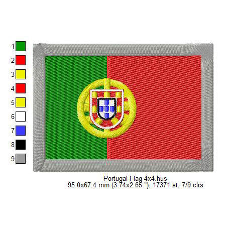 Portugal Flag Portuguese Machine Embroidery Digitized Design Files | Dst | Pes | Hus | VP3