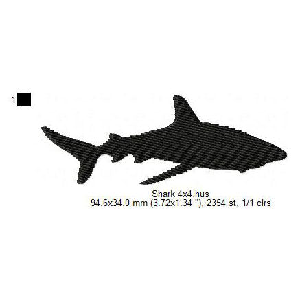 Shark Shadow Silhouette Machine Embroidery Digitized Design Files