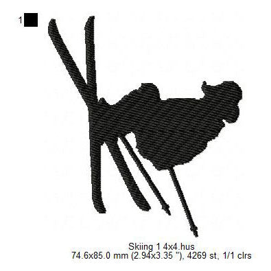 Winter Skiing Snowboarding Silhouette Machine Embroidery Digitized Design Files