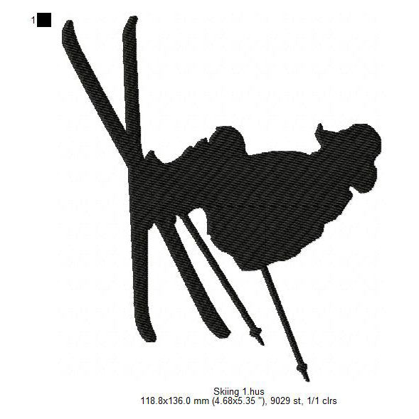 Winter Skiing Snowboarding Silhouette Machine Embroidery Digitized Design Files