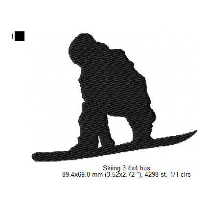 Winter Skiing Snowboarding Silhouette Machine Embroidery Digitized Design Files