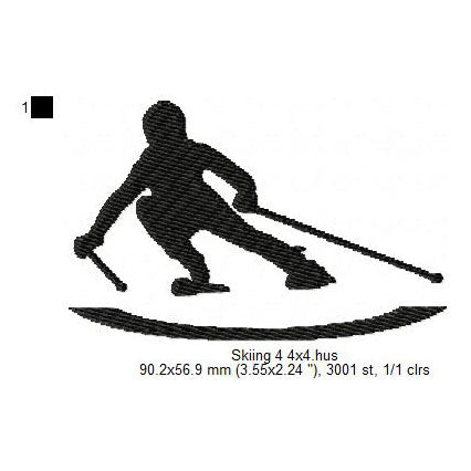 Winter Skiing Snowboarding Silhouette Machine Embroidery Digitized Design Files