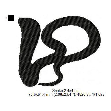 Snake King Cobra Shadow Silhouette Machine Embroidery Digitized Design Files