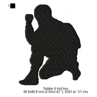 Soldier Shadow Silhouette Machine Embroidery Digitized Design Files