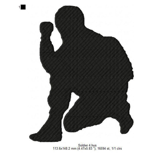 Soldier Shadow Silhouette Machine Embroidery Digitized Design Files