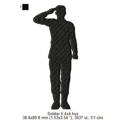 Soldier Shadow Silhouette Machine Embroidery Digitized Design Files