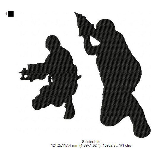 Soldier Shadow Silhouette Machine Embroidery Digitized Design Files