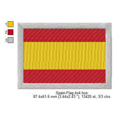 Spain Flag Spanish Machine Embroidery Digitized Design Files | Dst | Pes | Hus | VP3