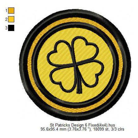 Saint Patrick's Day Shamrock Four Leaf Clover Machine Embroidery Digitized Design Files