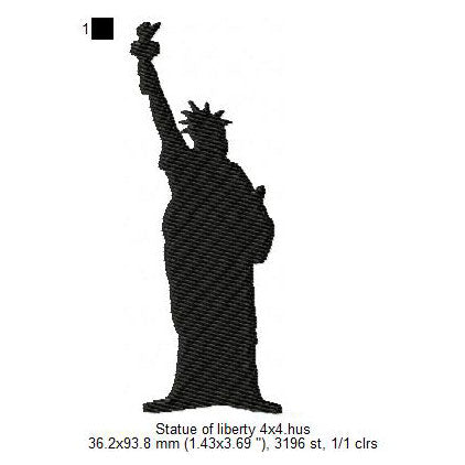 Statue Of Liberty Shadow Silhouette Machine Embroidery Digitized Design Files