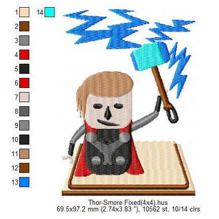 Thor Smore Marshmallow Cartoon Machine Embroidery Digitized Design Files