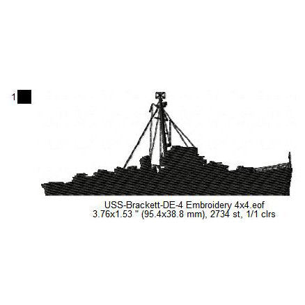 USS Brackett DE-41 Ship Silhouette Machine Embroidery Digitized Design Files