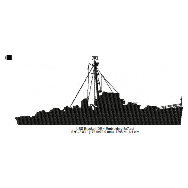 USS Brackett DE-41 Ship Silhouette Machine Embroidery Digitized Design Files