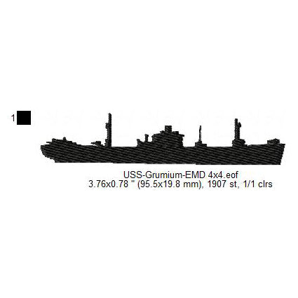USS Grumium AK-112 Ship Silhouette Machine Embroidery Digitized Design Files
