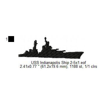 USS Indianapolis CA-35 Ship Silhouette Machine Embroidery Digitized Design Files