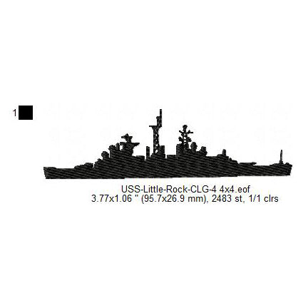 USS Little Rock CL-92 CLG-4 CG-4 Ship Silhouette Machine Embroidery Digitized Design Files