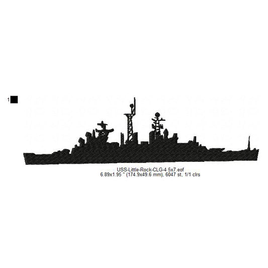 USS Little Rock CL-92 CLG-4 CG-4 Ship Silhouette Machine Embroidery Digitized Design Files