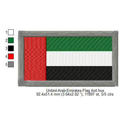 United Arab Emirates Flag Emirati Machine Embroidery Digitized Design Files | Dst | Pes | Hus | VP3