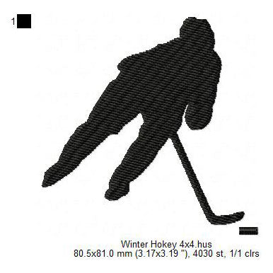 Winter Ice Hockey Olympics Silhouette Machine Embroidery Digitized Design Files