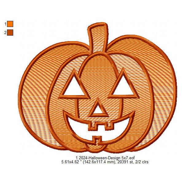 Halloween Pumpkin Jack O' Lanterns Symbols Machine Embroidery Digitized Design Files