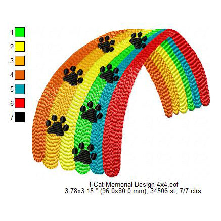 Dead Cat Memorial Symbol Machine Embroidery Digitized Design Files