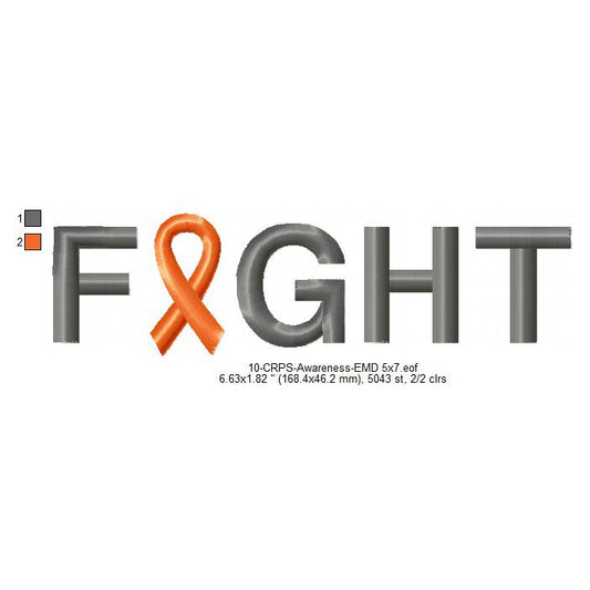 Hand CRPS Awareness Fight Slogans Machine Embroidery Digitized Design Files