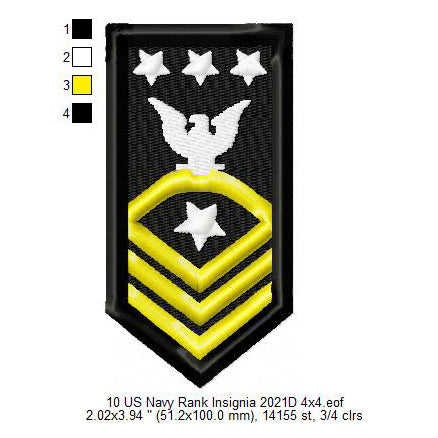 Master Chief Petty Officer of the Navy MCPON Insignia Patch Machine Embroidery Digitized Design Files