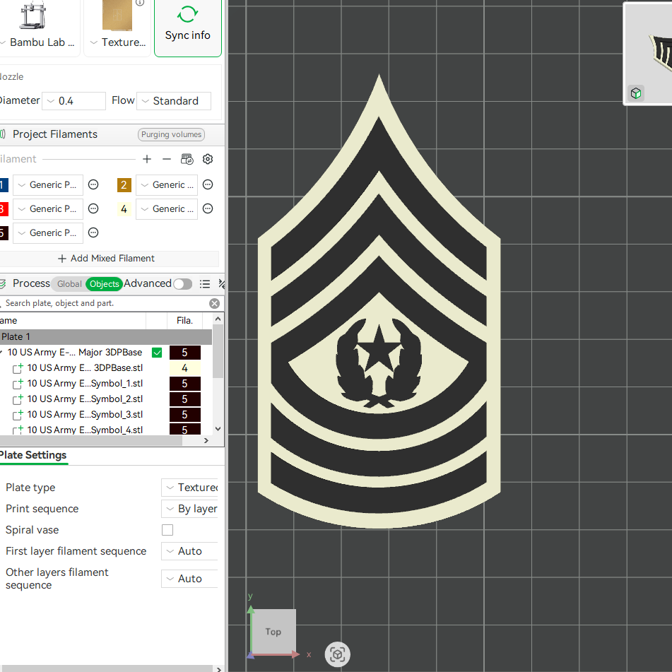 US Army Military E-8 Master Sergeant E-9 Command Sergeant Major Officer Insignia Emblem Symbols 3D STL Files For 3D Printing Using 3D Printer Machines