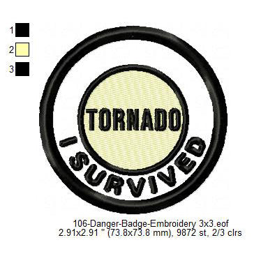 Hurricane Helene Storm Cyclone Merit Badge Machine Embroidery Digitized Design Files