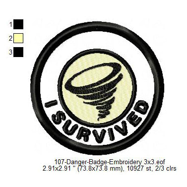 Hurricane Helene Storm Cyclone Merit Badge Machine Embroidery Digitized Design Files