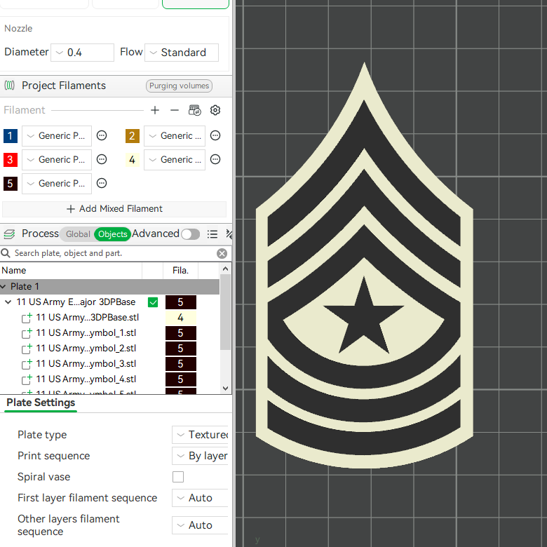 US Army Military E-9 Sergeant Major E-9 Sergeant Major Of The Army Officer Insignia Emblem Symbols 3D STL Files For 3D Printing Using 3D Printer Machines