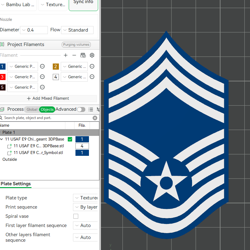 US Air Force USAF E9 1st Sergeant, E9 Chief Master Sergeant, E9 Command Chief Master Sergeant Rank Insignia Emblem 3D STL Files 3D Printing Using 3D Printer Machines
