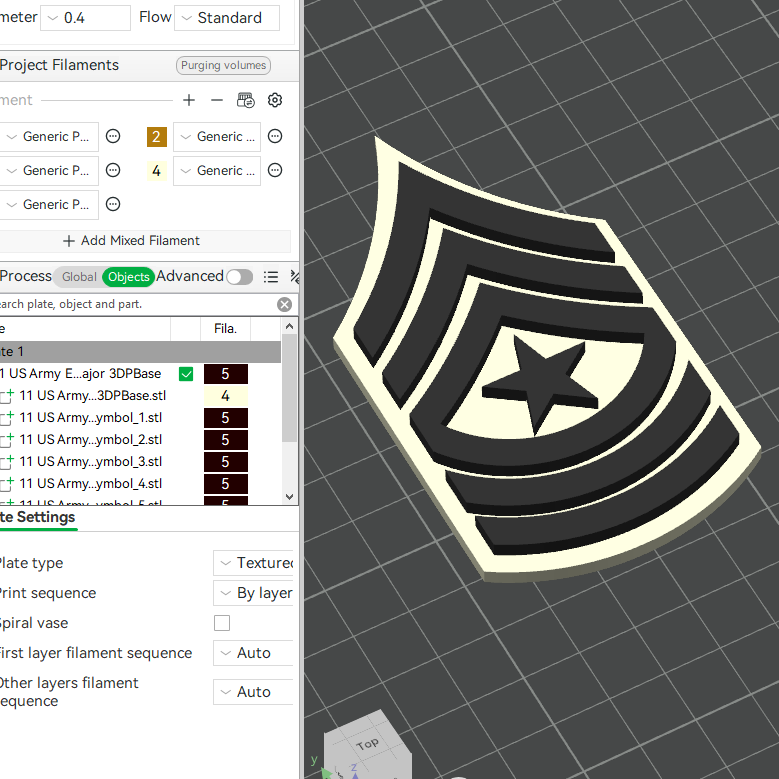 US Army Military E-9 Sergeant Major E-9 Sergeant Major Of The Army Officer Insignia Emblem Symbols 3D STL Files For 3D Printing Using 3D Printer Machines