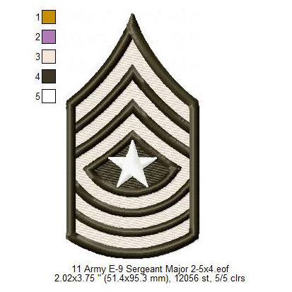US Army E-9 Sergeant Major E-9 Sergeant Major Of The Army Insignia Symbols Emblems Patches Machine Embroidery Digitized Design Files
