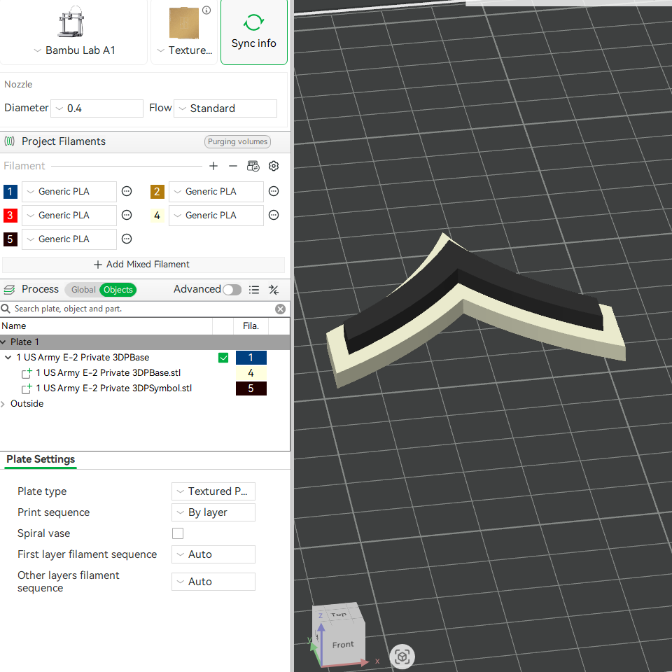 US Army Military E-2 Private E-3 Private First Class Officer Insignia Emblem Symbols 3D STL Files For 3D Printing Using 3D Printer Machines