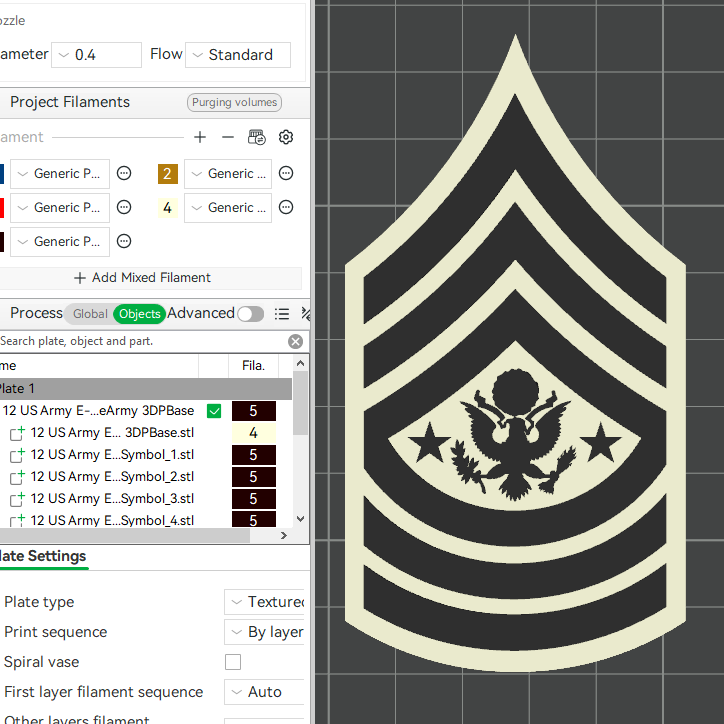 US Army Military E-9 Sergeant Major E-9 Sergeant Major Of The Army Officer Insignia Emblem Symbols 3D STL Files For 3D Printing Using 3D Printer Machines