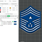 US Air Force USAF E9 1st Sergeant, E9 Chief Master Sergeant, E9 Command Chief Master Sergeant Rank Insignia Emblem 3D STL Files 3D Printing Using 3D Printer Machines