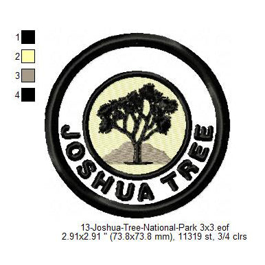 Joshua Tree National Park Merit Adulting Badge Machine Embroidery Digitized Design Files