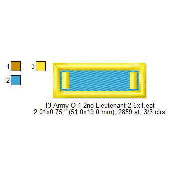 US Army O-1 2nd Second Lieutenant Mess Uniform Insignia Symbols Emblems Patches Machine Embroidery Digitized Design Files