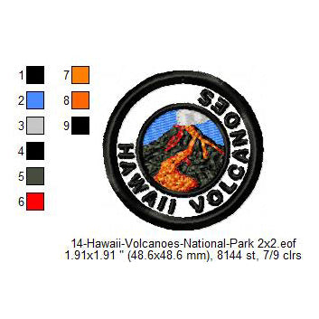 Hawaii Volcanoes National Park Merit Adulting Badge Machine Embroidery Digitized Design Files