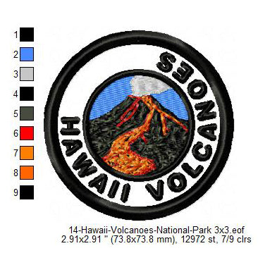 Hawaii Volcanoes National Park Merit Adulting Badge Machine Embroidery Digitized Design Files