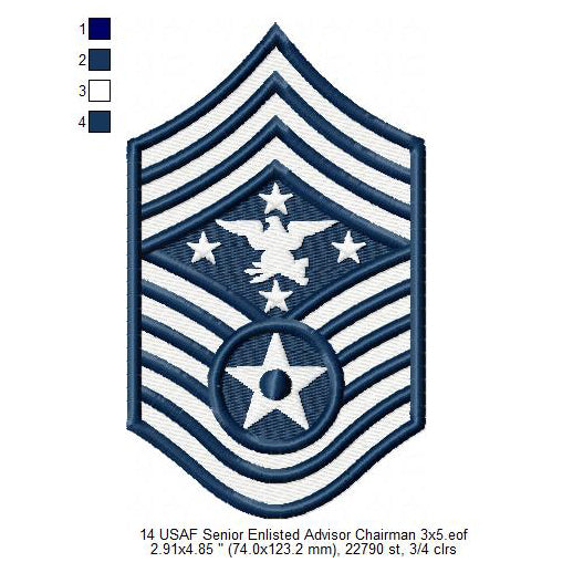 US Air Force USAF Senior Enlisted Advisor To The Chairman Military Insignia Symbols Emblems Patches Machine Embroidery Digitized Design Files
