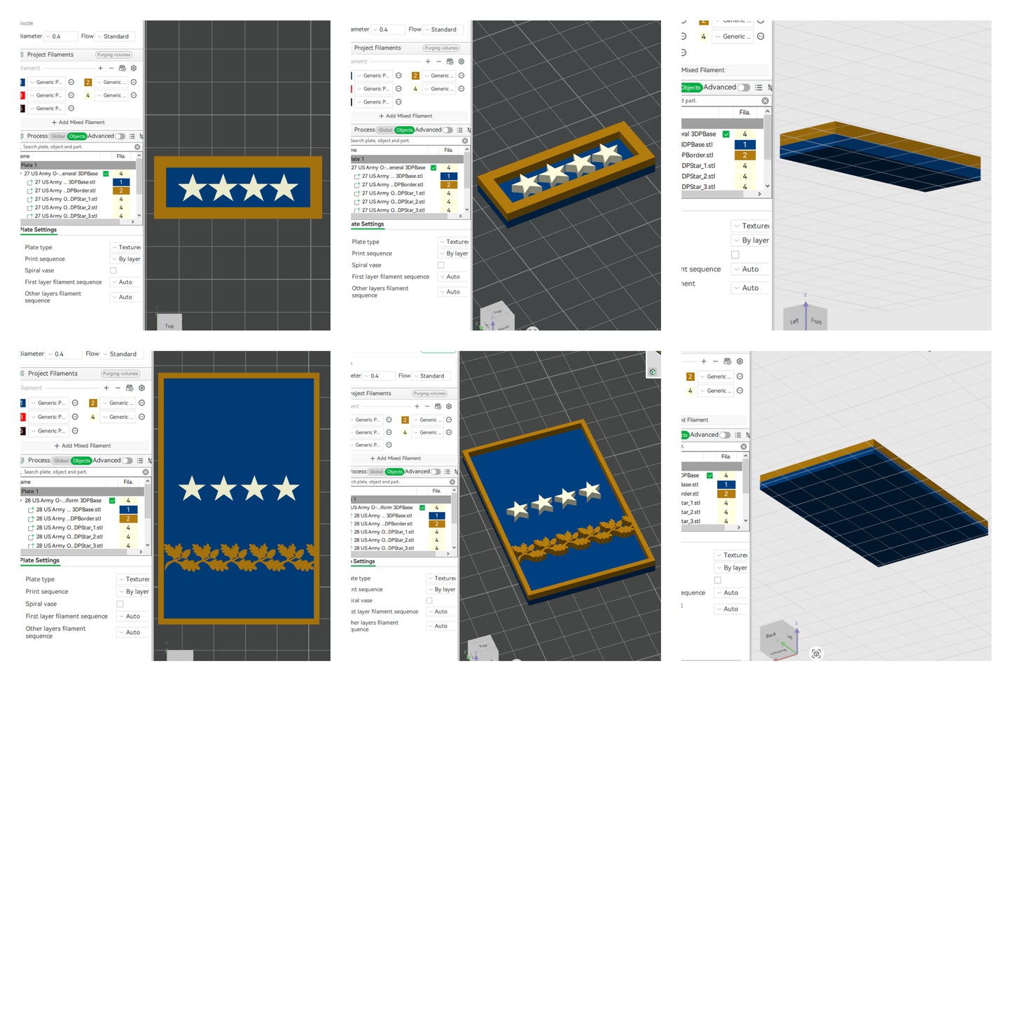 US Army Military Officer Insignia Emblem Symbols 3D STL Files For 3D Printing Using 3D Printer Machines