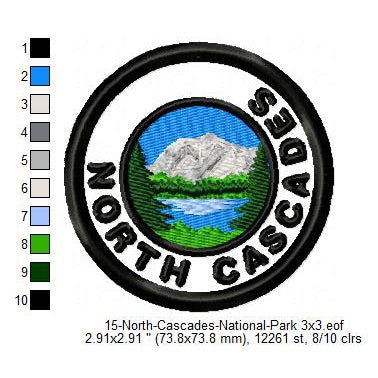 North Cascades National Park Merit Adulting Badge Machine Embroidery Digitized Design Files