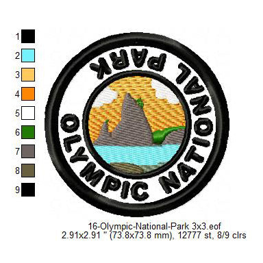 Olympic National Park Merit Adulting Badge Machine Embroidery Digitized Design Files