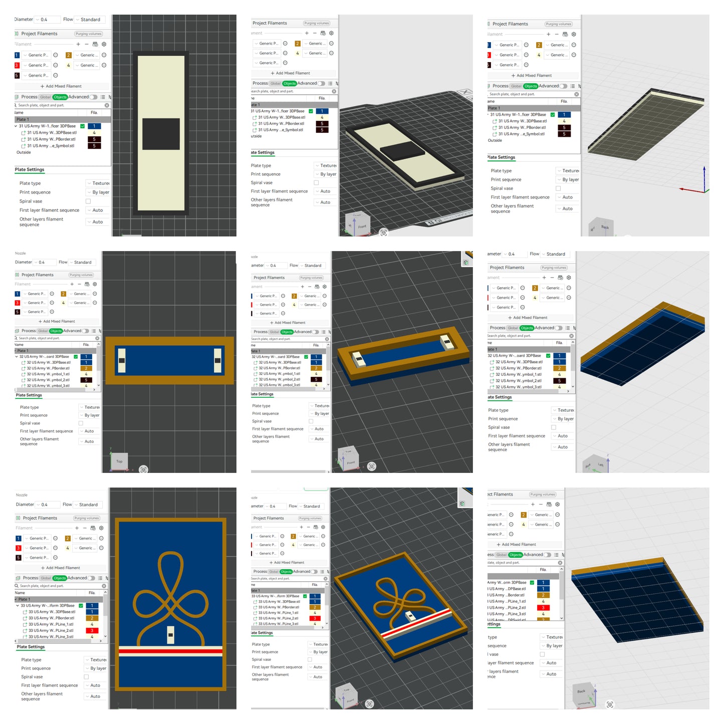 US Army Military Officer Insignia Emblem Symbols 3D STL Files For 3D Printing Using 3D Printer Machines
