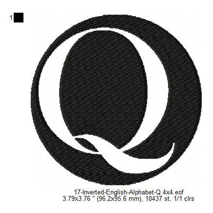 Q English Alphabets Lettes Machine Embroidery Digitized Design Files