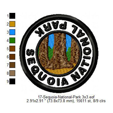 Sequoia National Park Merit Adulting Badge Machine Embroidery Digitized Design Files