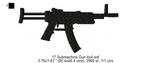 USA Popular Weapons Guns Rifles Silhouette Shadow Machine Embroidery Digitized Design Files | Dst | Pes | Hus | VP3 (Copy)
